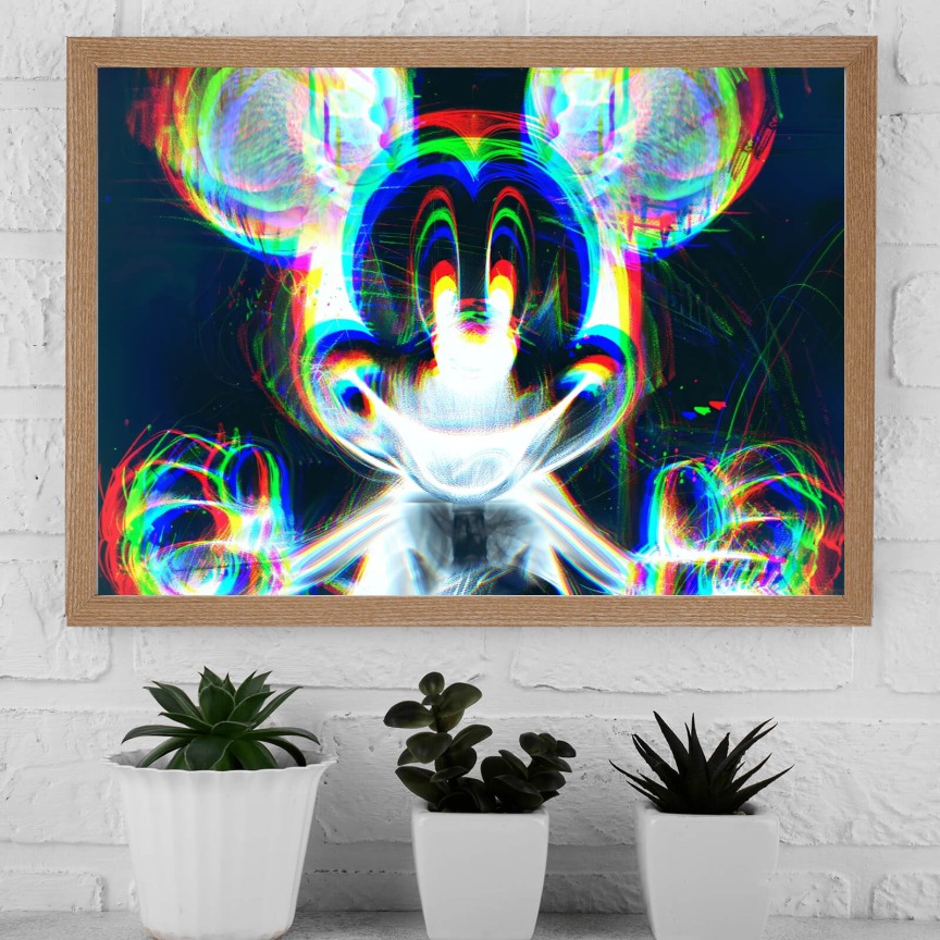 Poster Bunte Maus in schwarzen Hintergrund Querformat