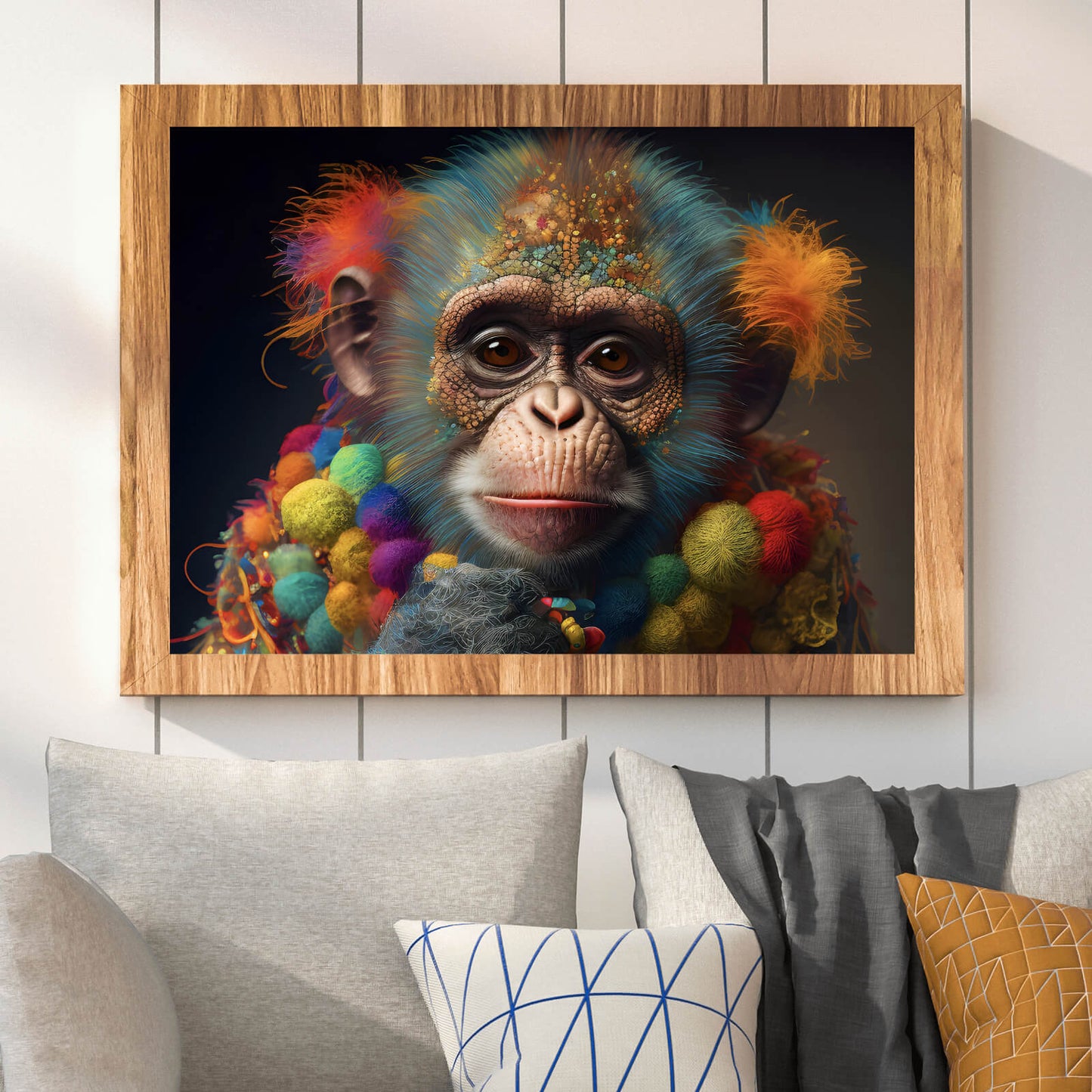 Poster bunter Affe Querformat