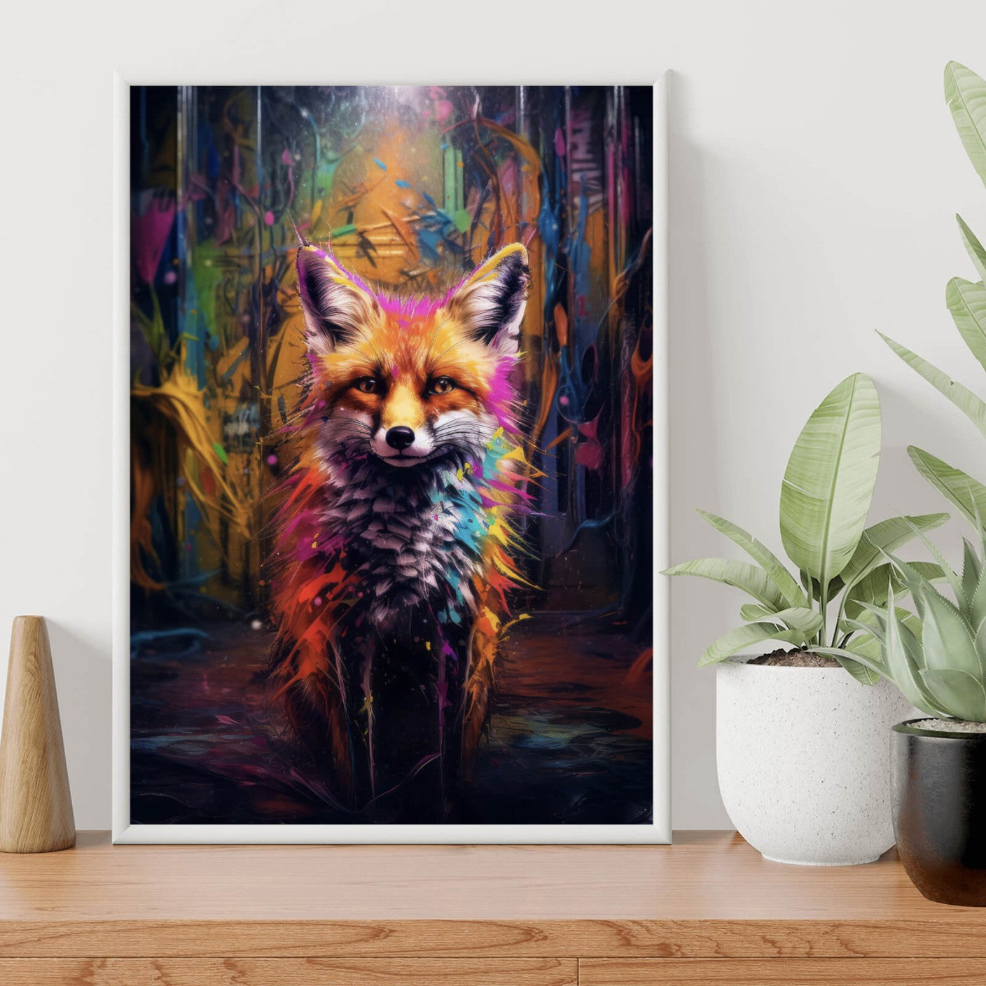 Poster Bunter Fuchs Graffiti Stil Hochformat