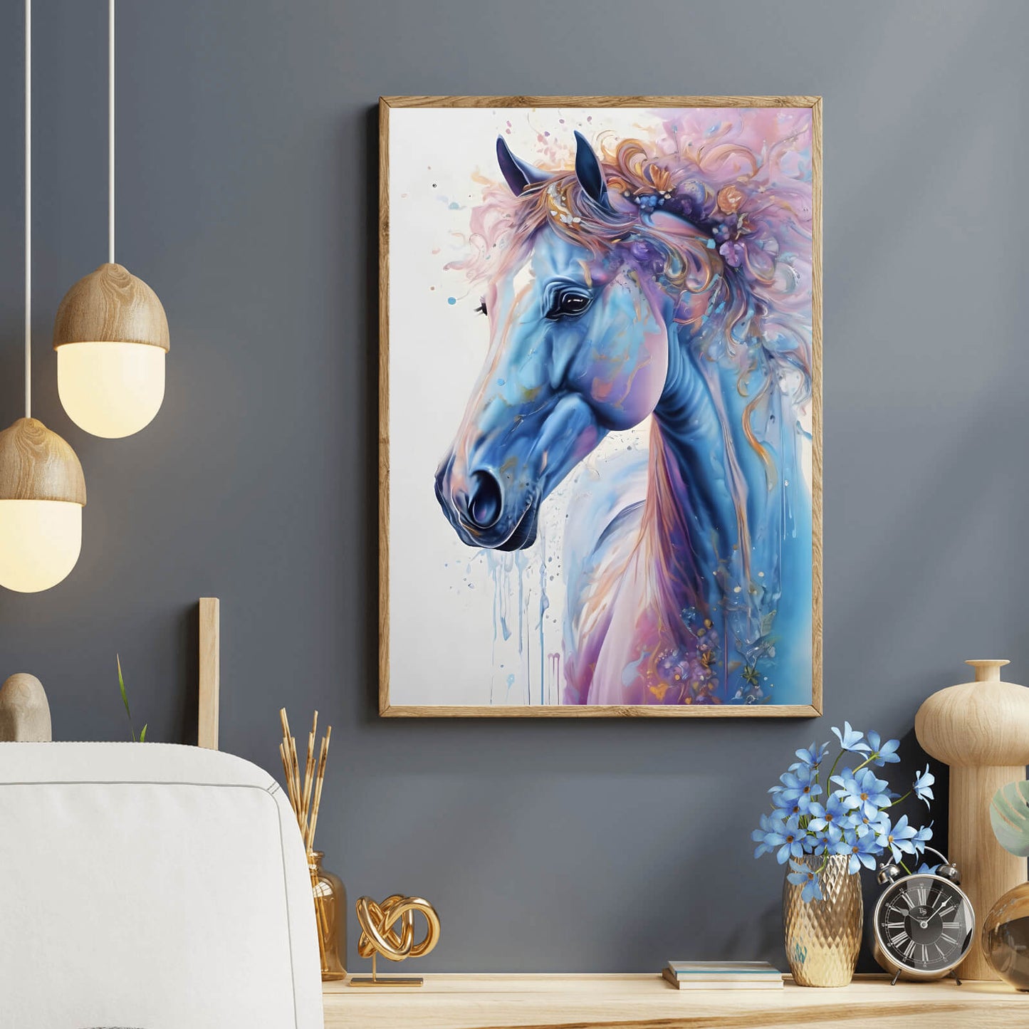 Poster Buntes Fantasie Pferd Hochformat