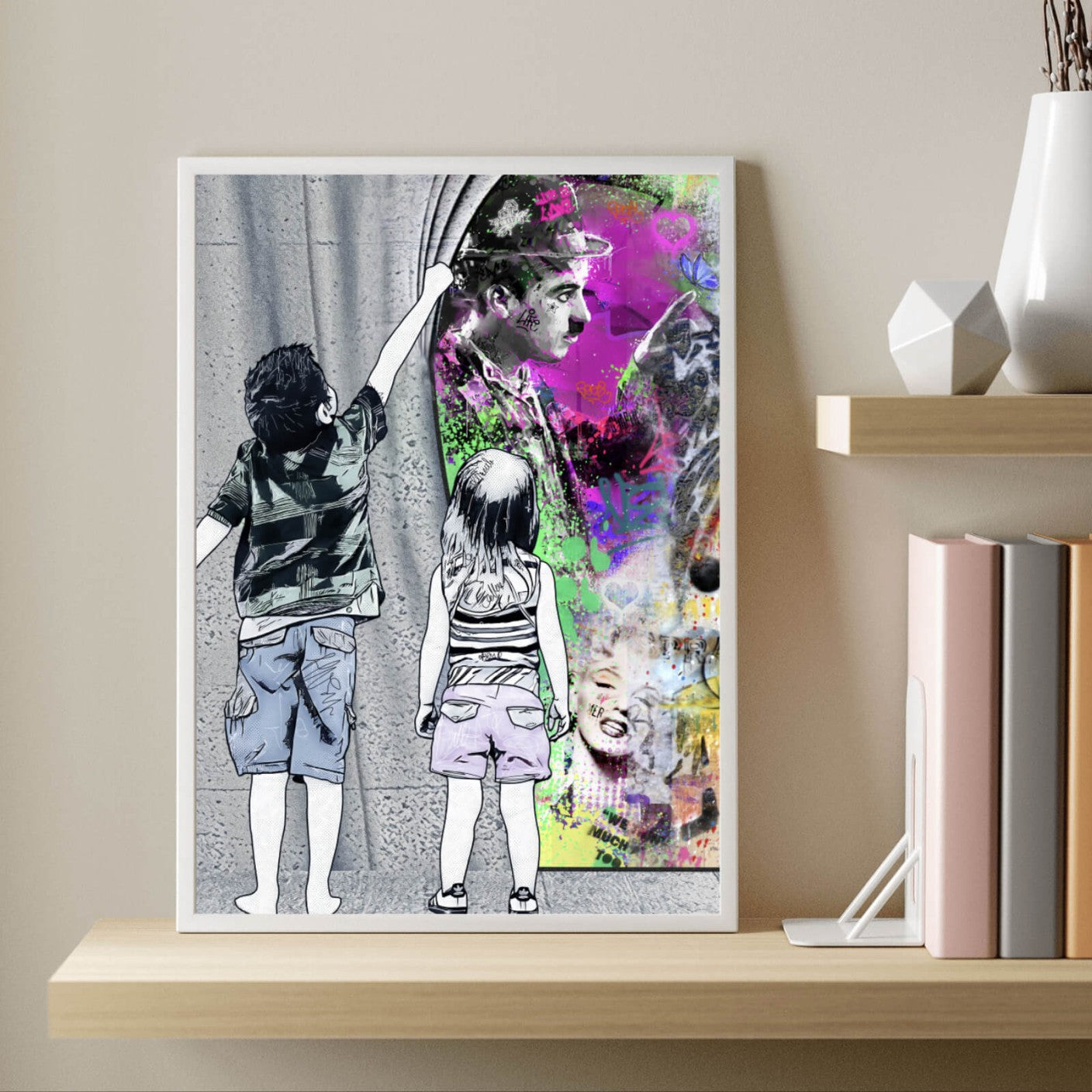 Poster Comicfiguren Graffiti Stil Hochformat