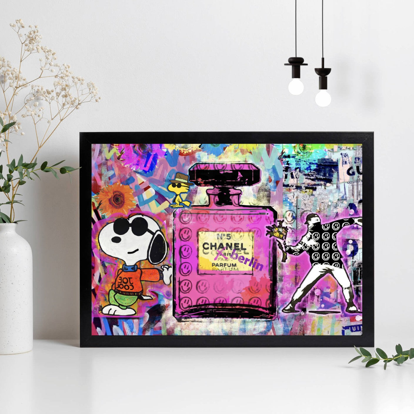 Poster Comicfiguren mit Parfum Pop Art Querformat