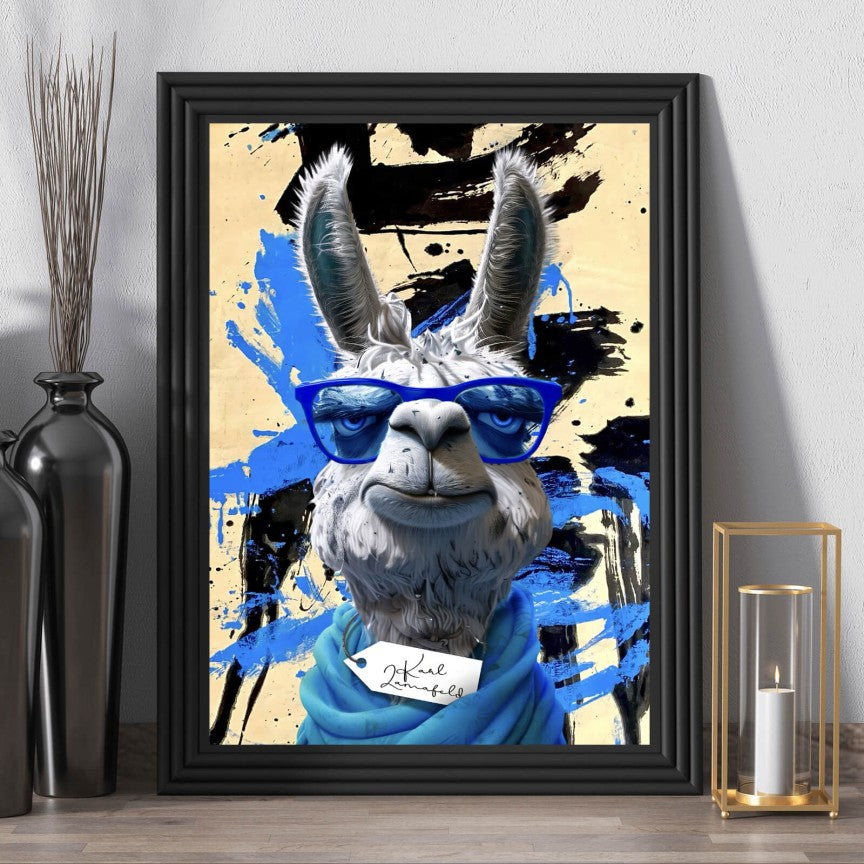 Poster Cooles abstraktes Lama Portrait Hochformat