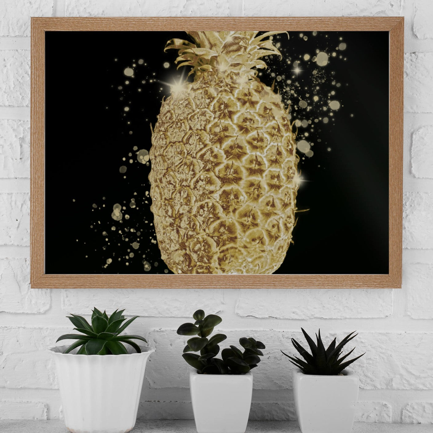 Poster Edle goldene Ananas Querformat