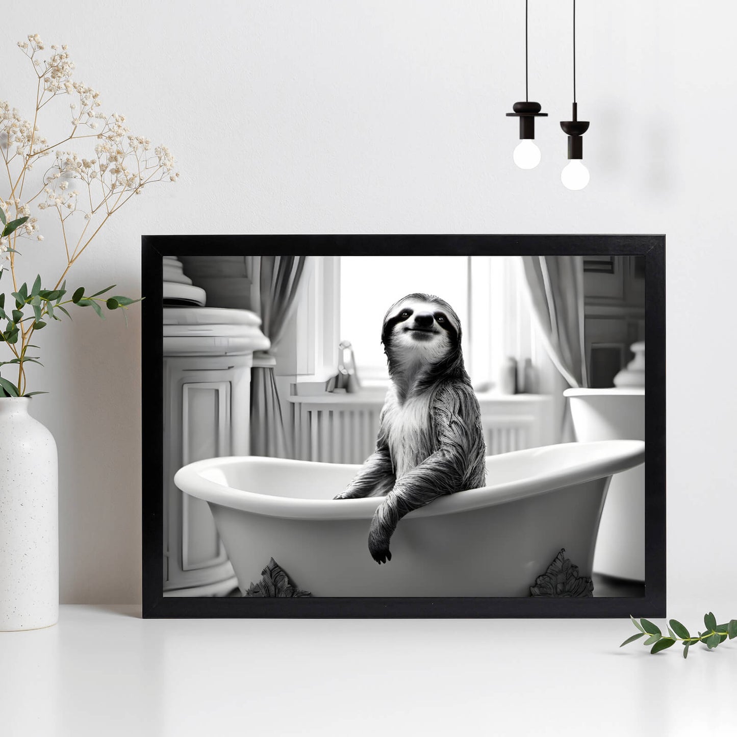 Poster Faultier in der Wanne Querformat