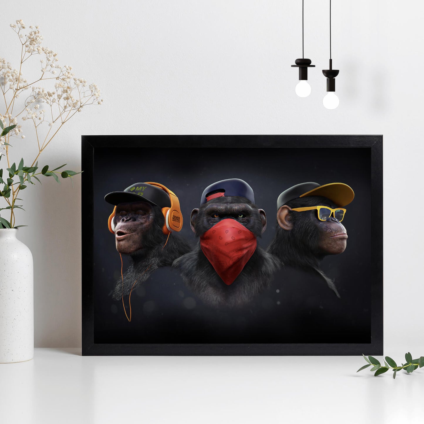 Poster Poster Gangsteraffen Three Wise Monkeys Querformat