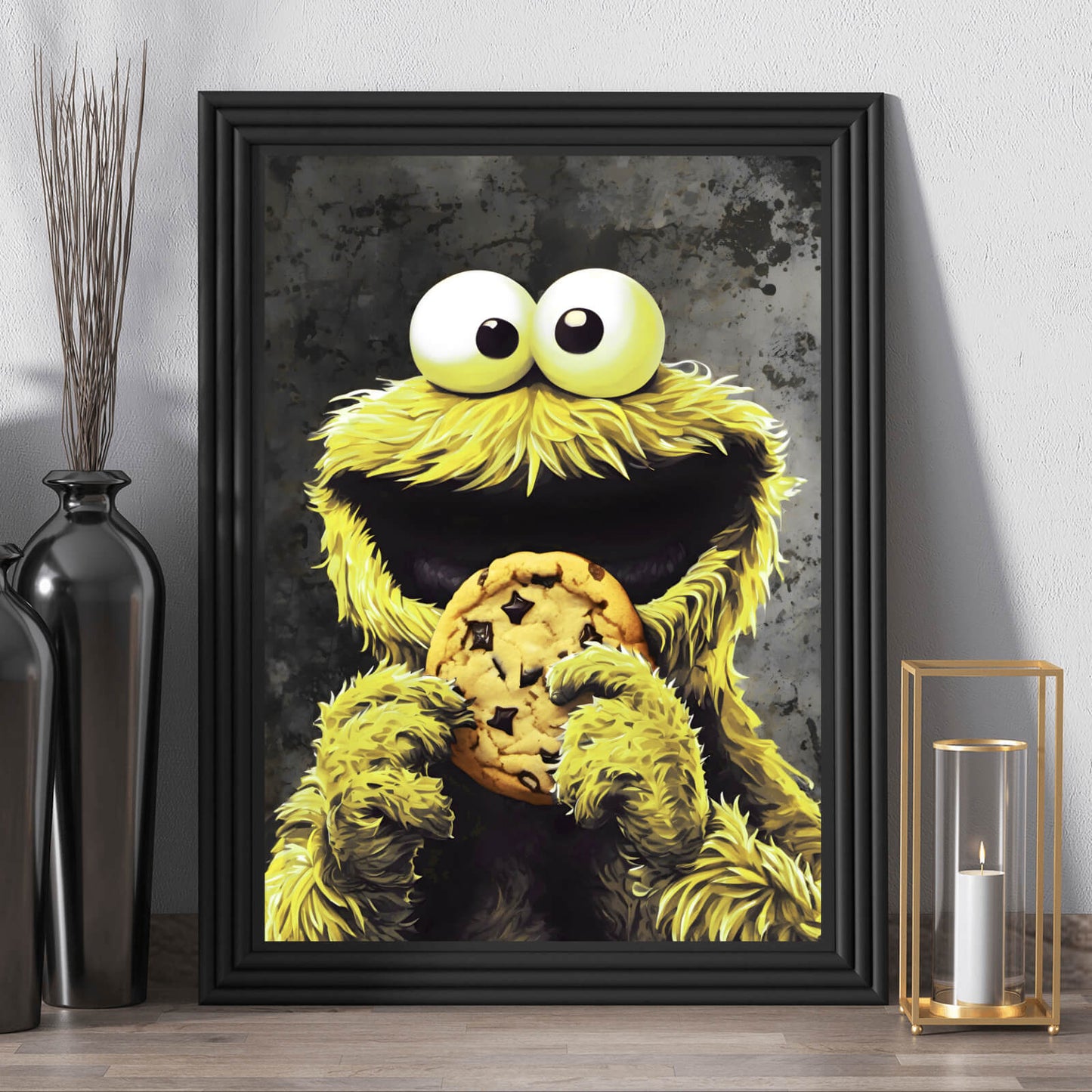 Poster Gelbes Keksmonster Hochformat