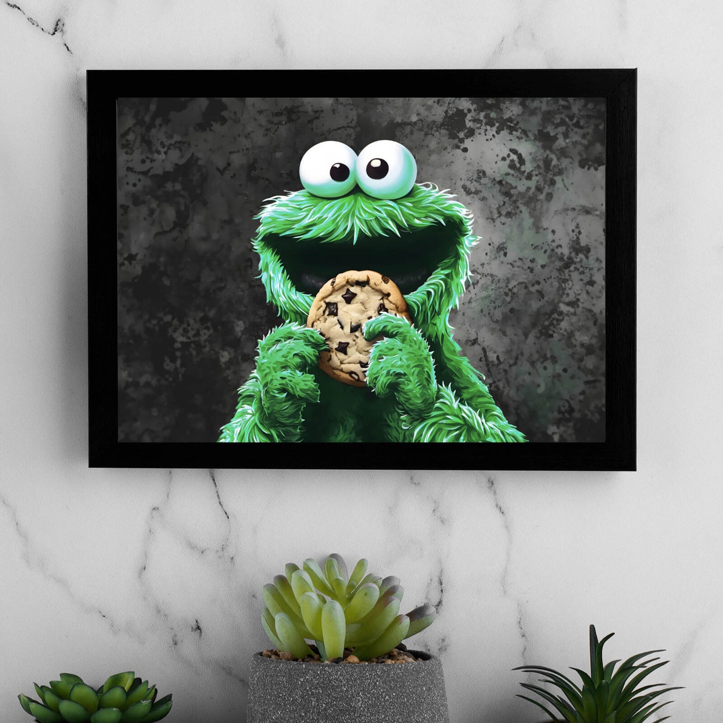 Poster grünes Keksmonster Querformat