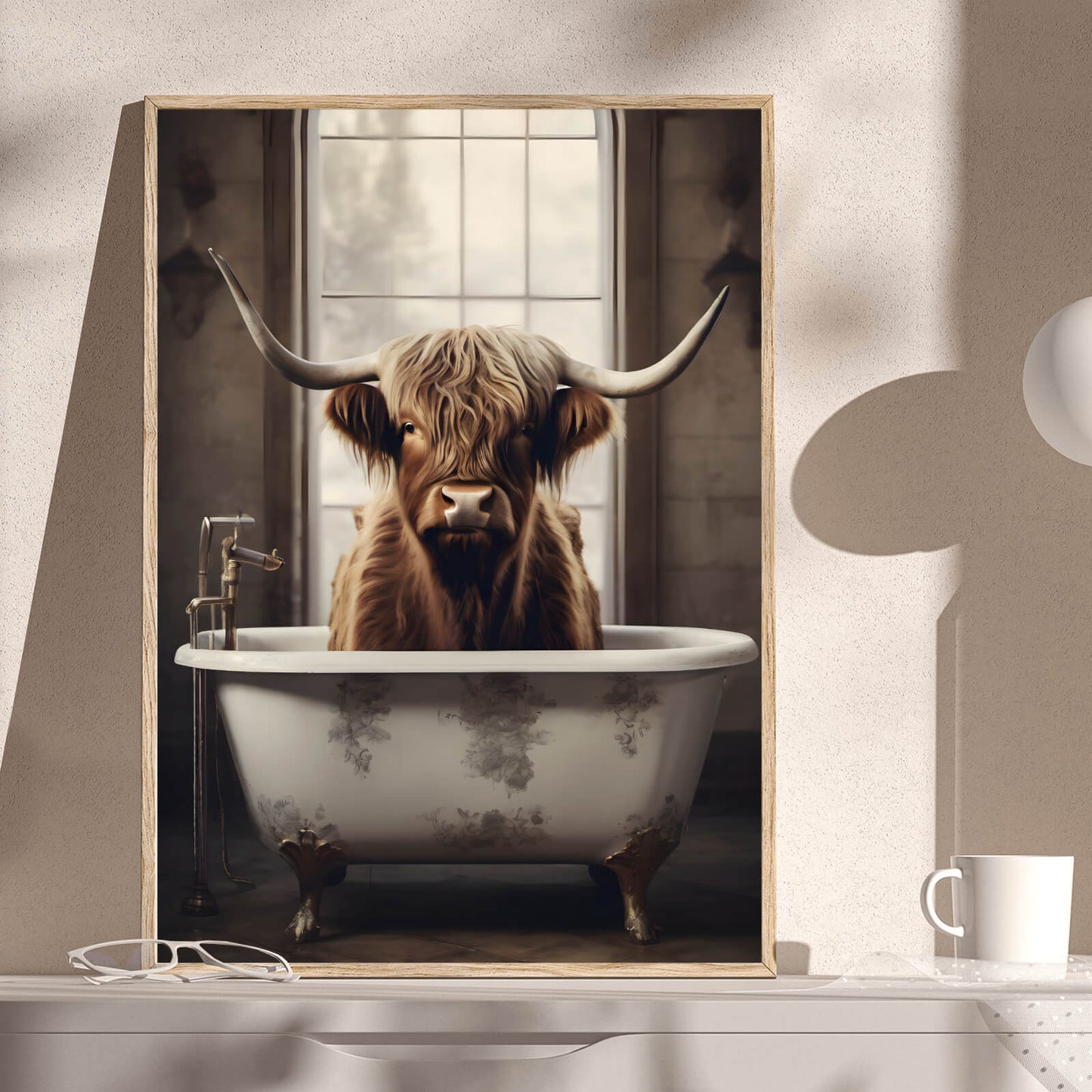 Poster Highland Rind in der Wanne Hochformat