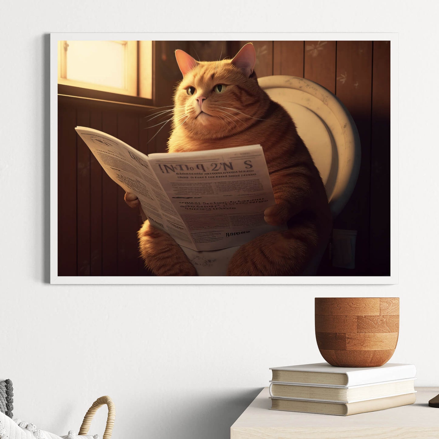 Poster Katze auf Toilette Querformat