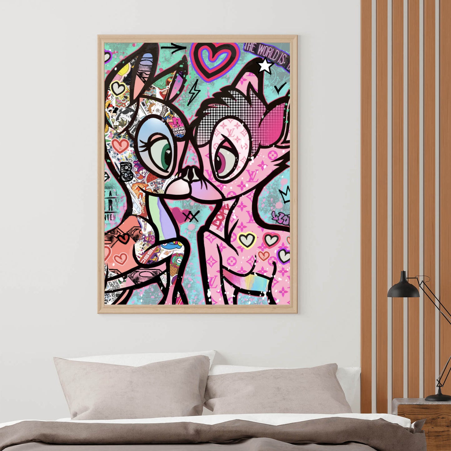 Poster Küssende Rehe Pop Art Hochformat