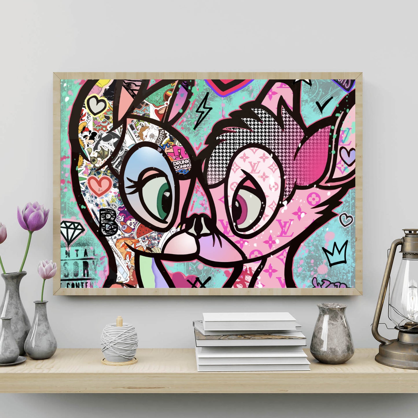 Poster Küssende Rehe Pop Art Querformat