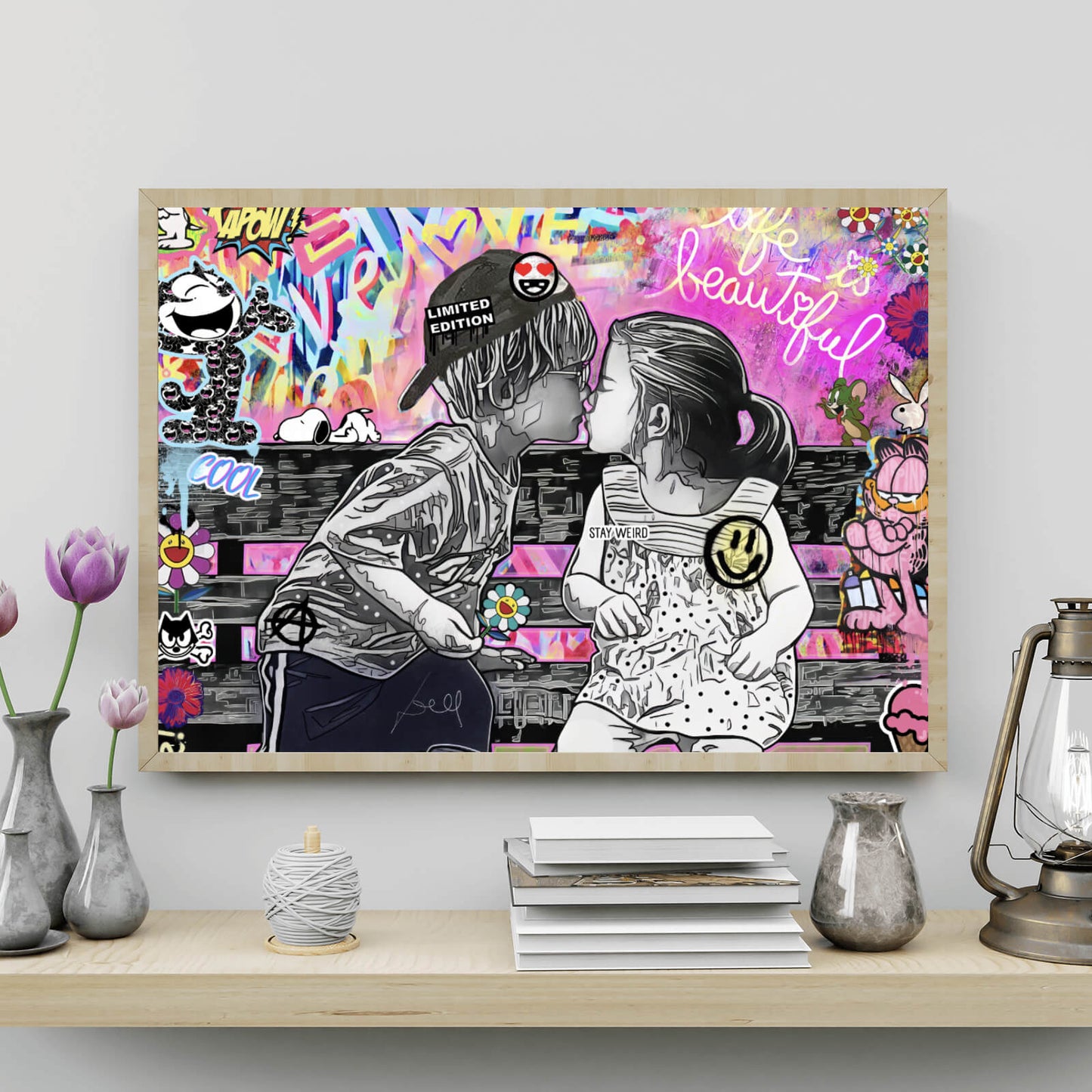 Poster Küssende Kinder Pop Art Querformat