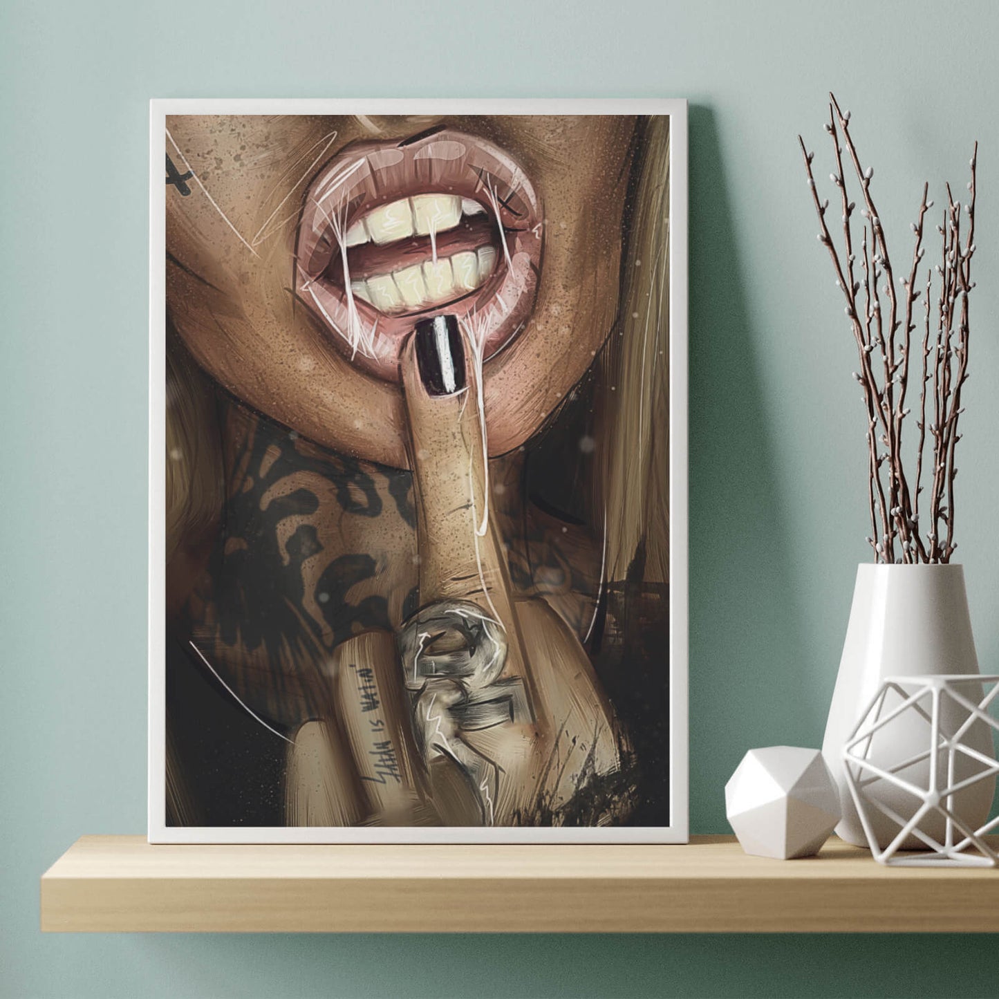Poster Sexy Girl mit Tattoos Hochformat