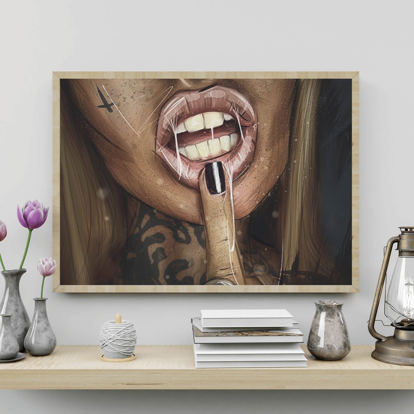 Poster Sexy Girl mit Tattoos Querformat