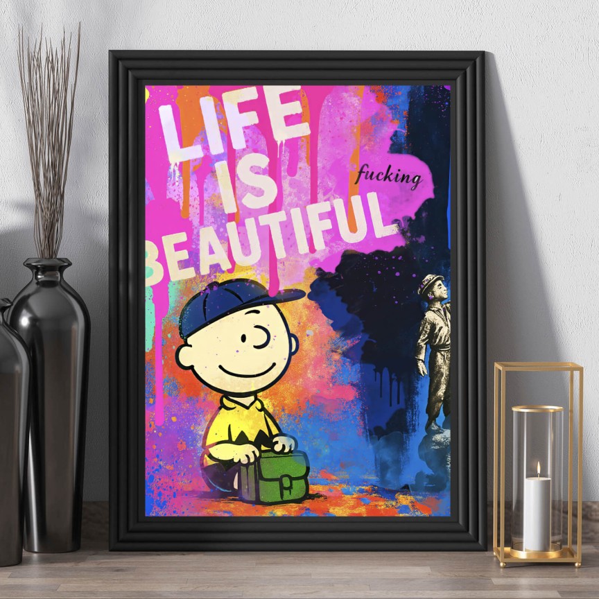 Poster Life is beautiful Comic Hochformat