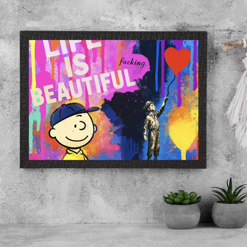 Poster Life is beautiful Comic Querformat