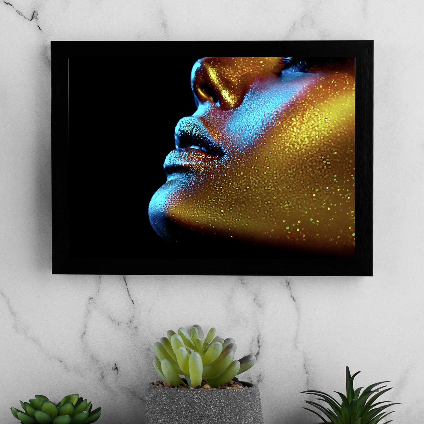 Poster Lippen Gold Schimmer Querformat