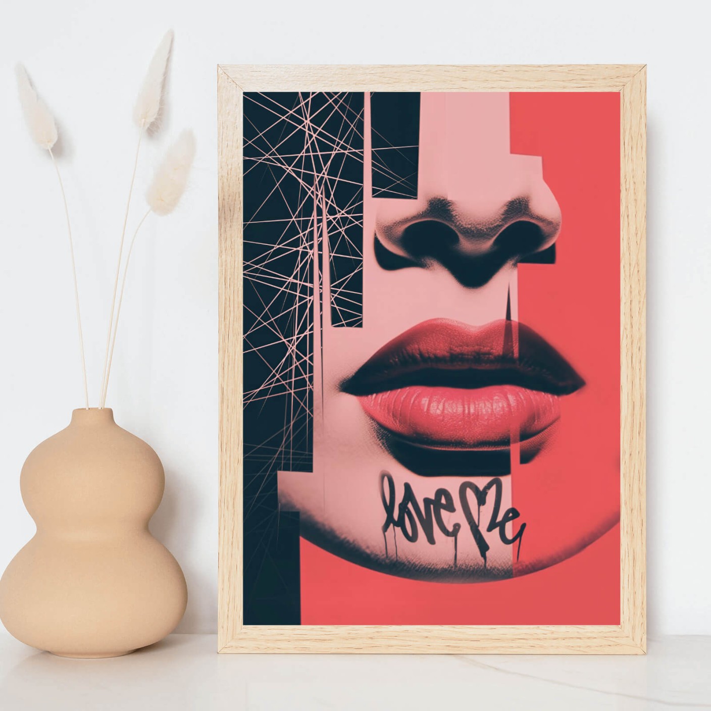 Poster Lippen "Love me" Hochformat