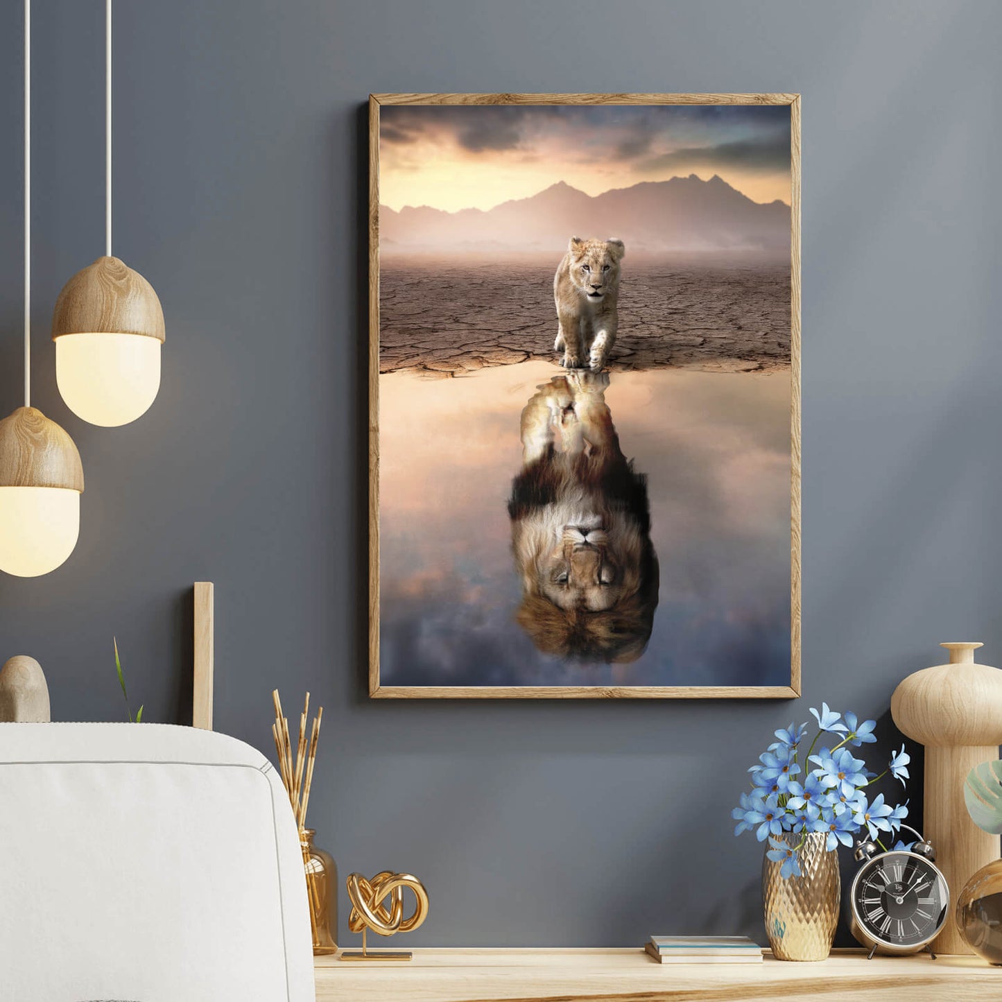 Poster Löwe Digital Art Hochformat