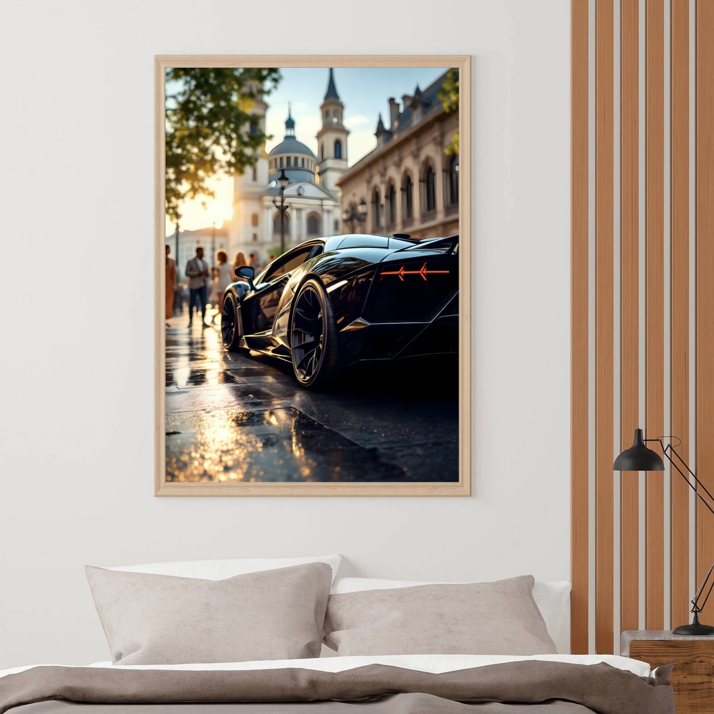 Poster Luxuswagen in der Stadt Hochformat