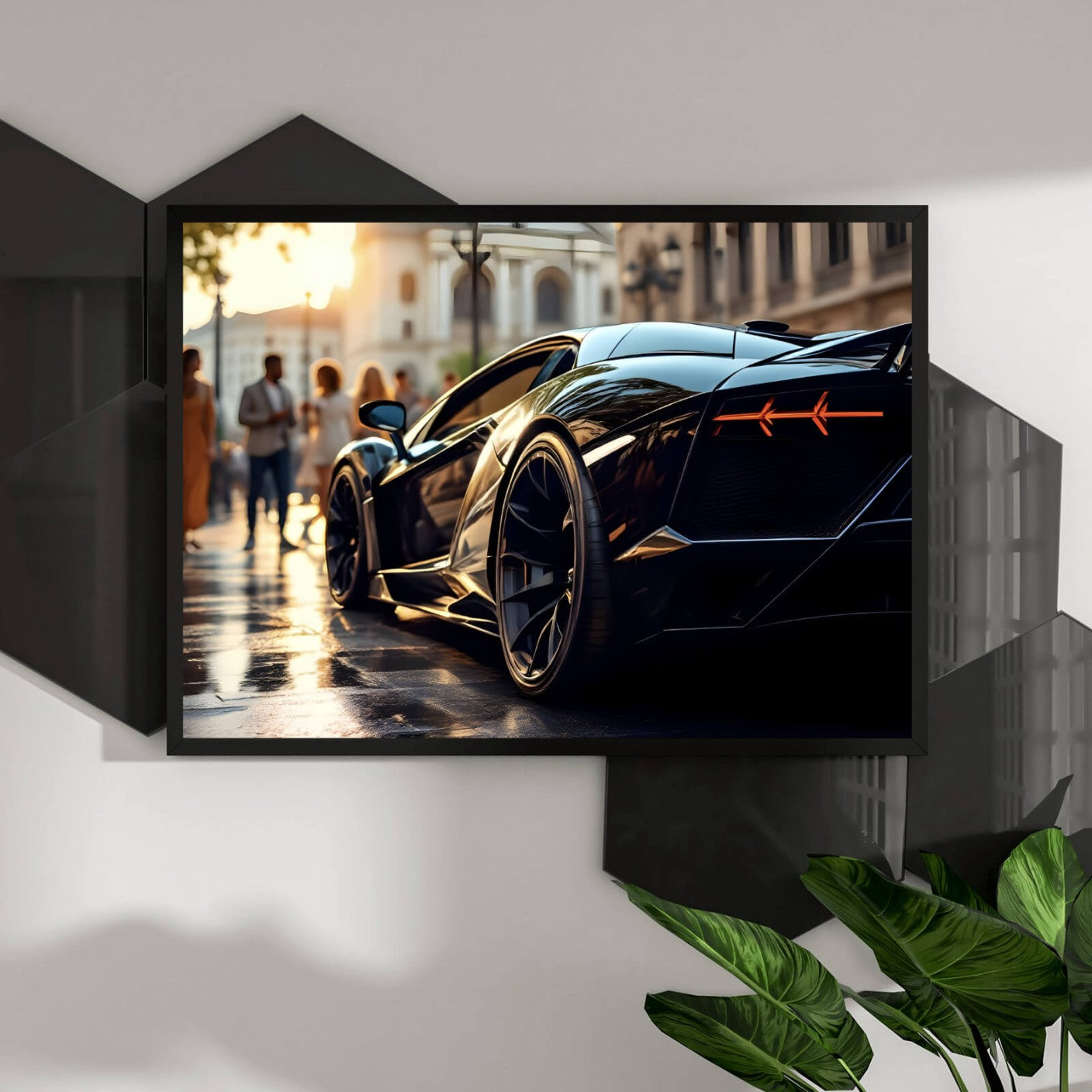 Poster Luxuswagen in der Stadt Querformat