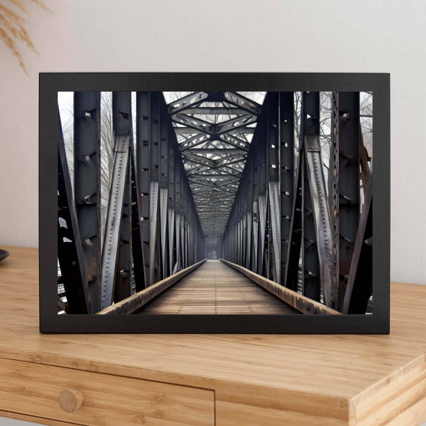 Poster Mystische Stahlbrücke Querformat