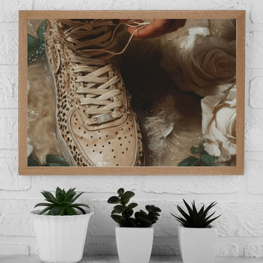 Poster Sportliche Sneaker im Leoparden Stil Querformat