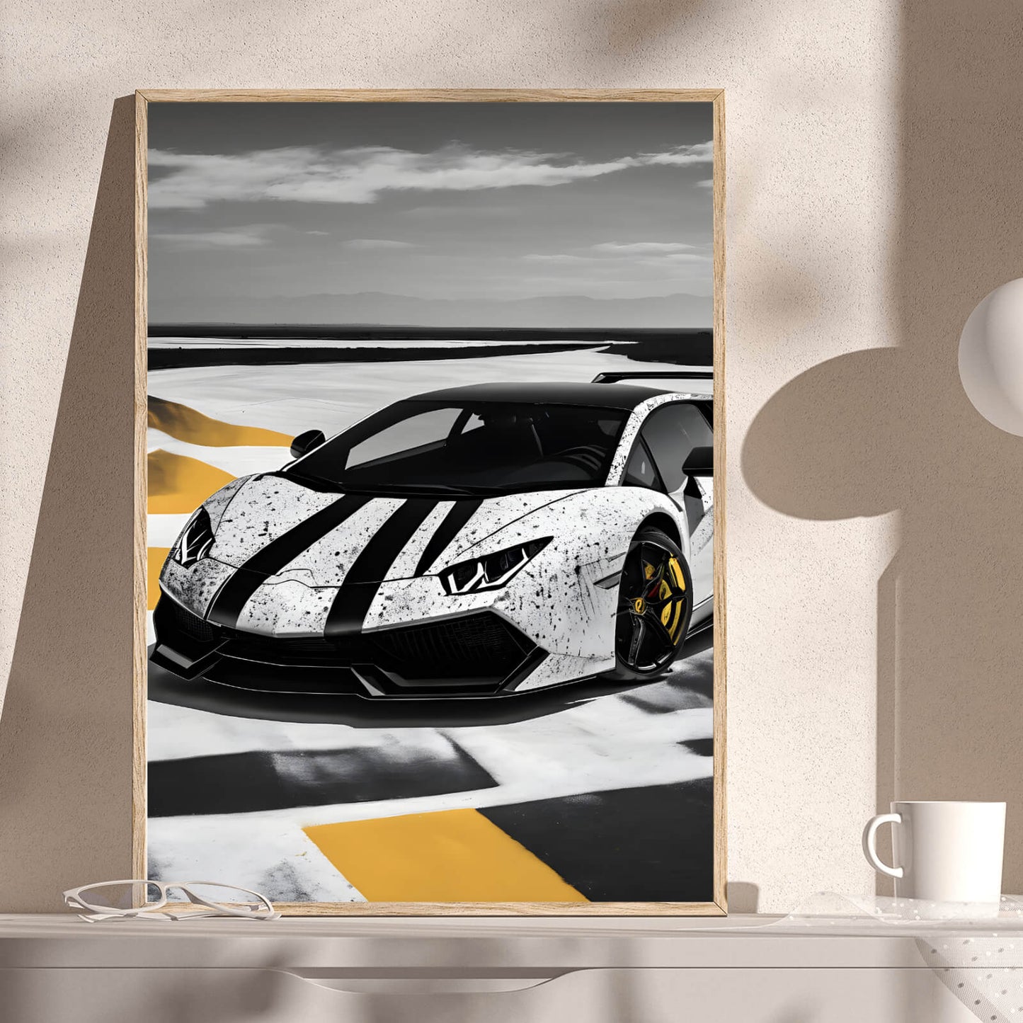 Poster Sportwagen auf der Rennbahn Hochformat