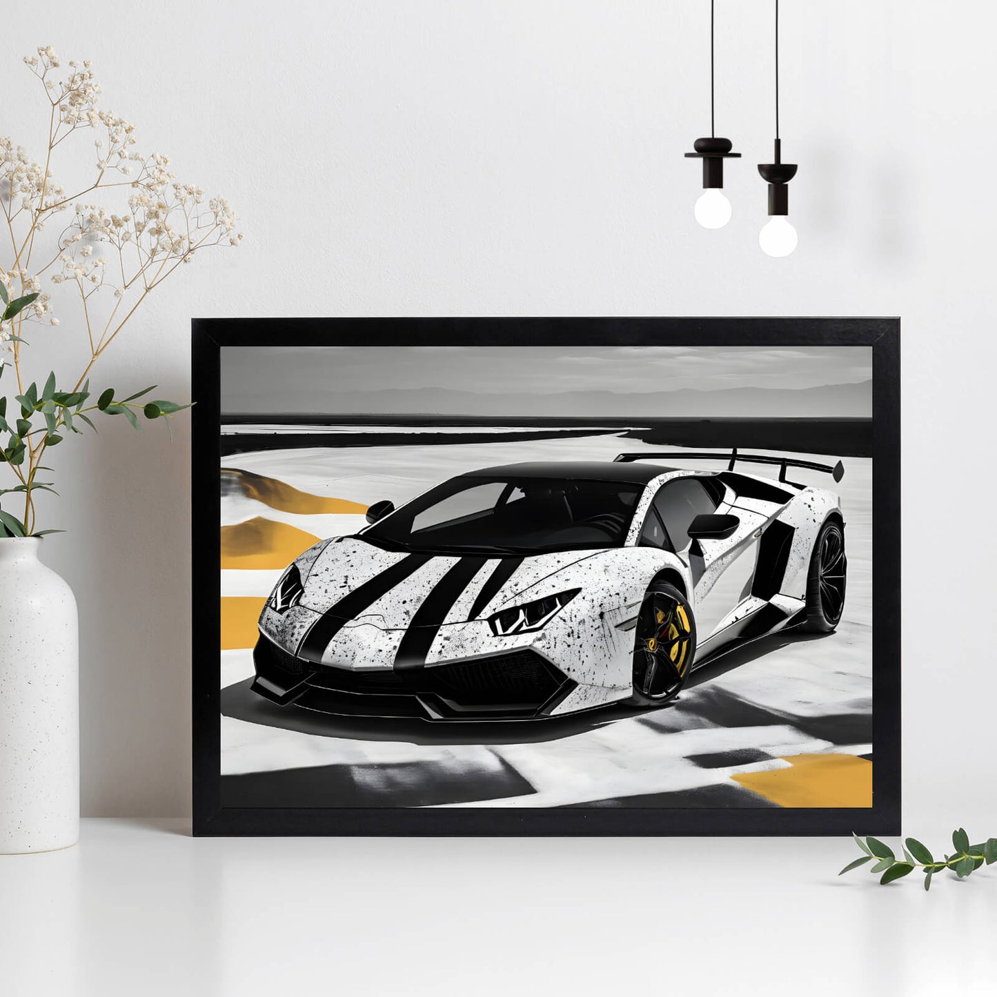 Poster Sportwagen auf der Rennbahn Querformat