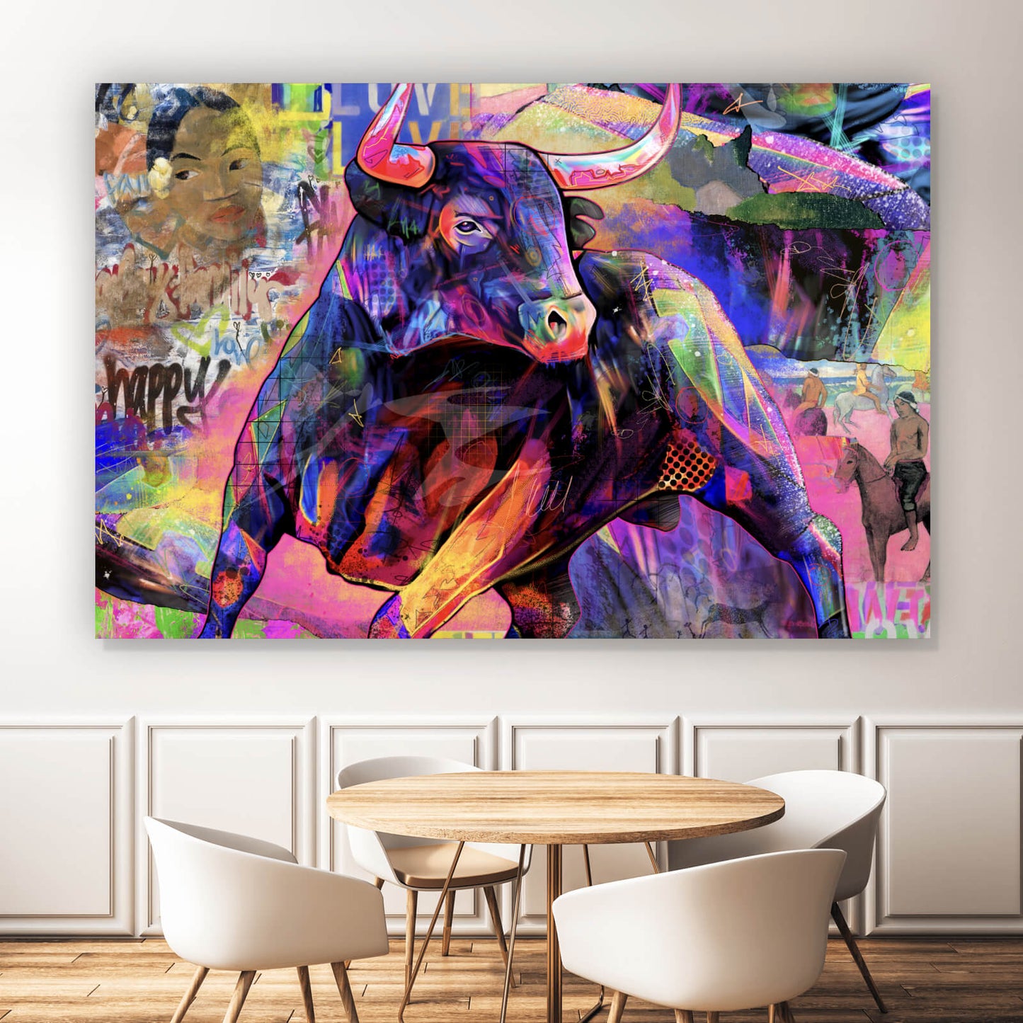 Poster Stier Abstrakt Querformat