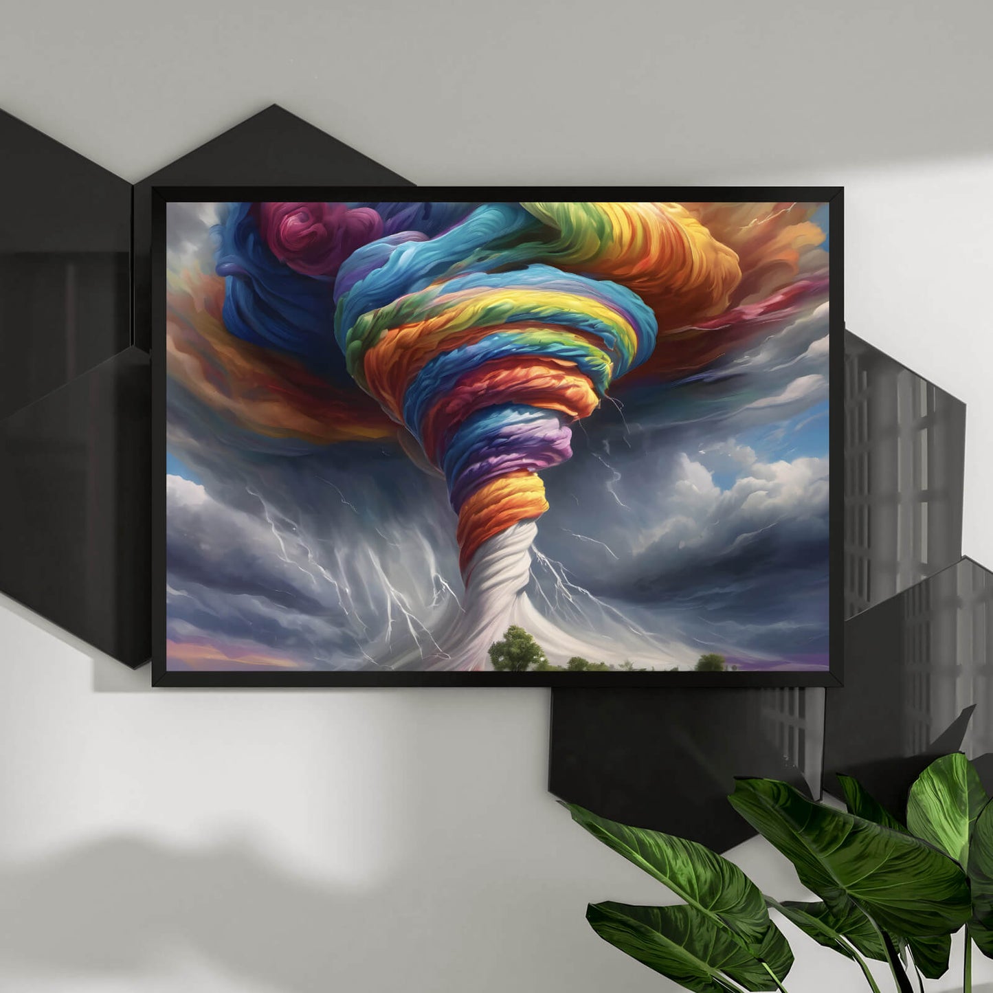 Poster Tornado in Regenbogenfarben Querformat