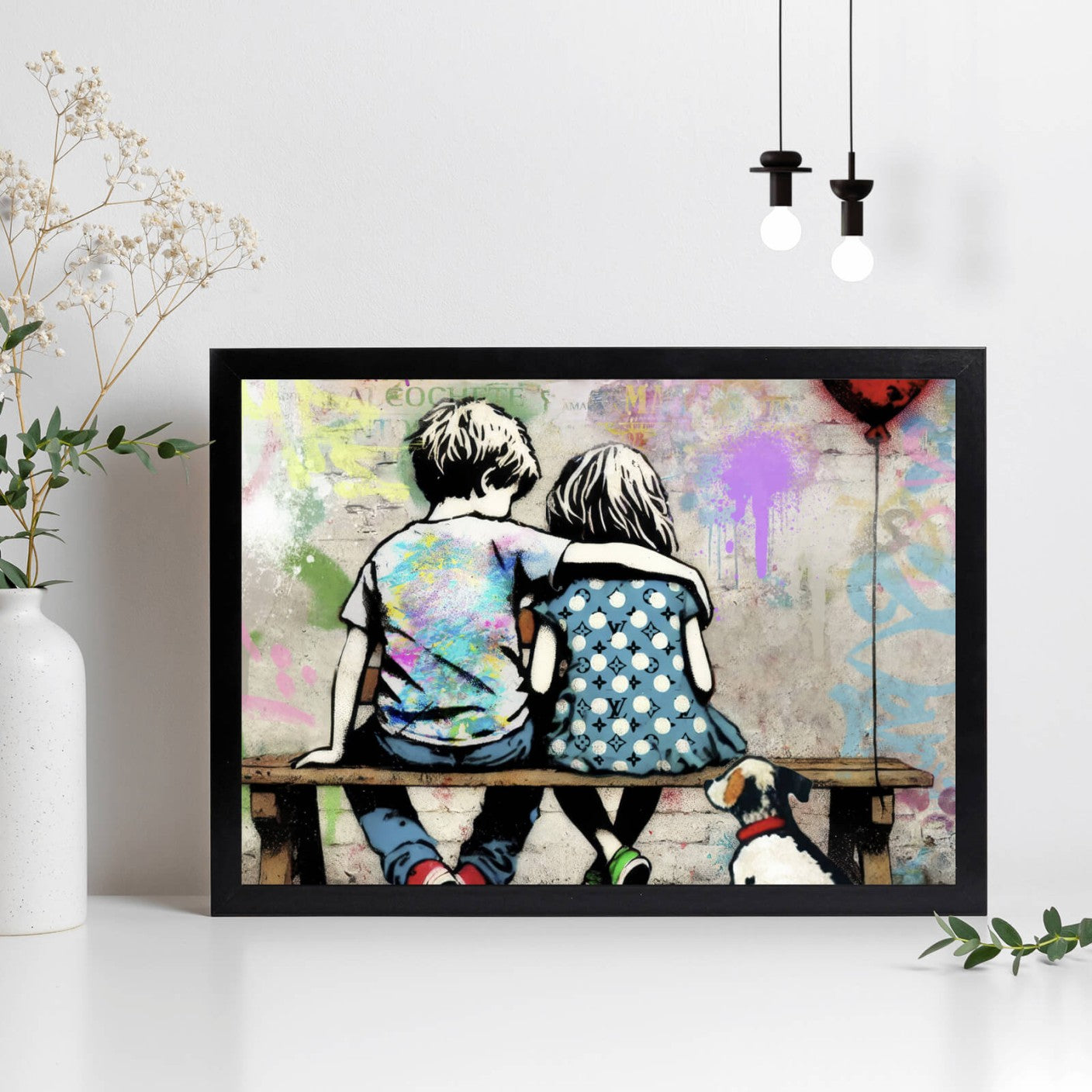 Poster Verliebte Kinder Street Art Querformat