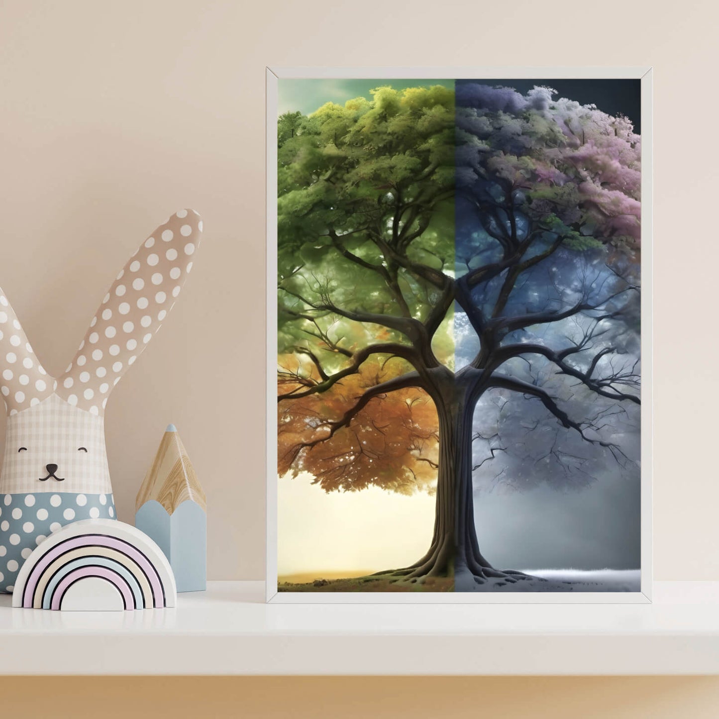 Poster vier Jahreszeiten Baum Hochformat