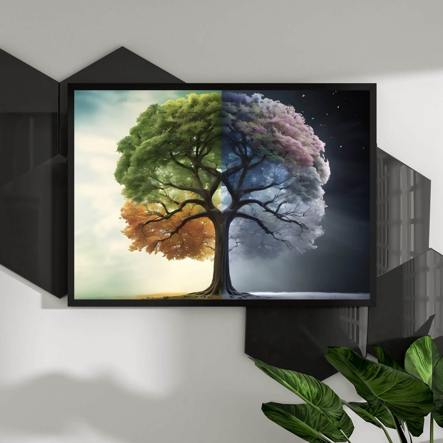 Poster vier Jahreszeiten Baum Querformat