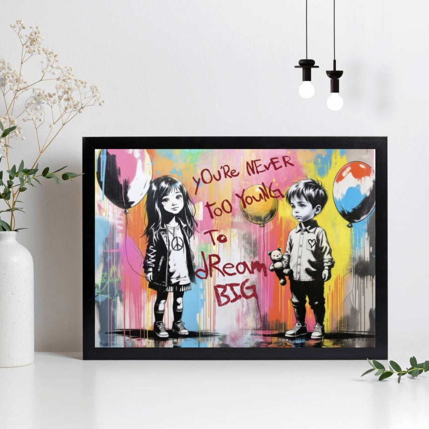 Poster You never to young Street Art Querformat
