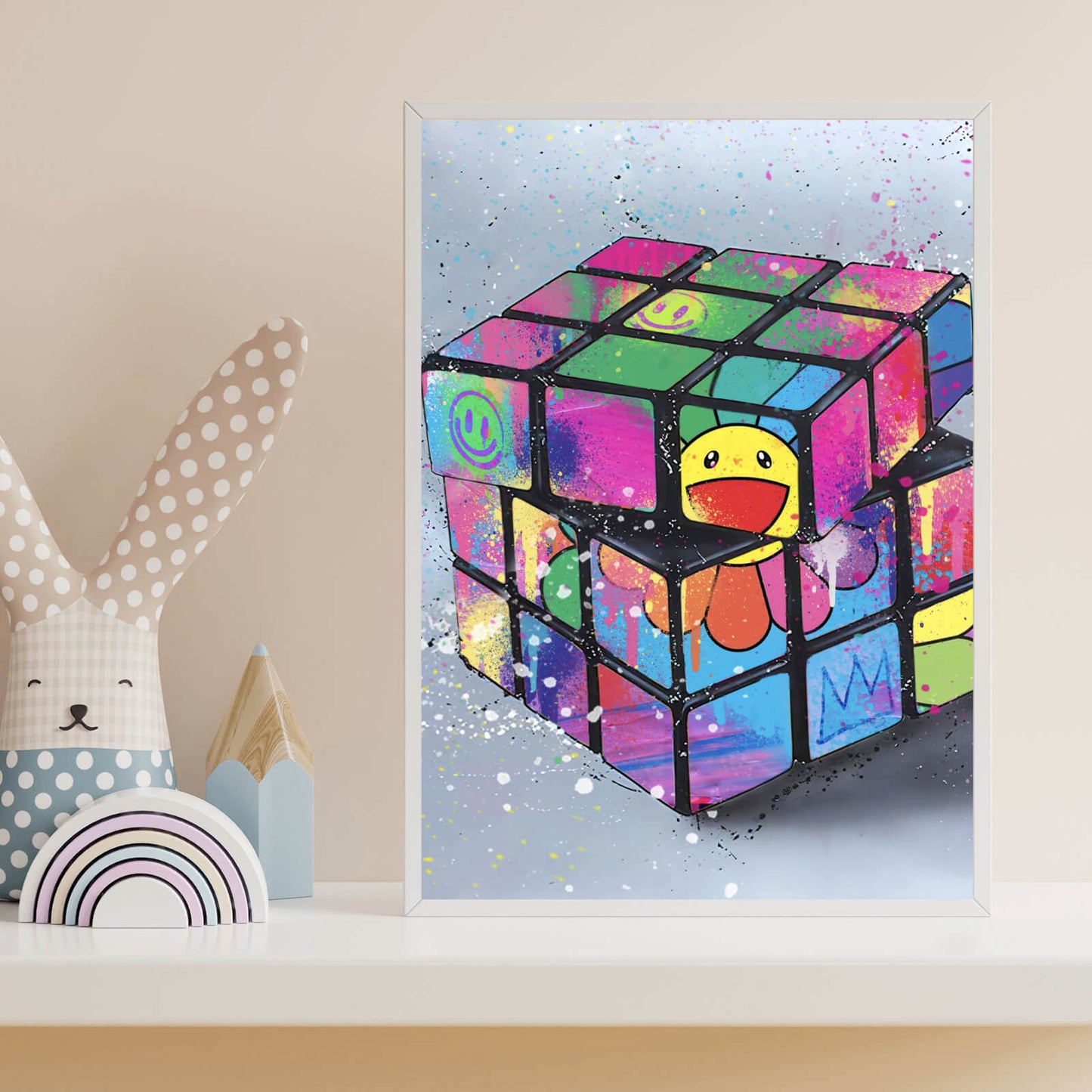 Poster Zauberwürfel Bunt Hochformat