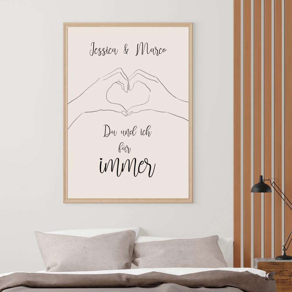 Personalisiertes Poster - Line Art Du und ich für immer No. 1