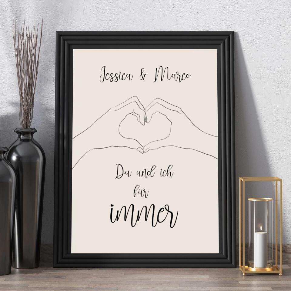 Personalisiertes Poster - Line Art Du und ich für immer No. 1