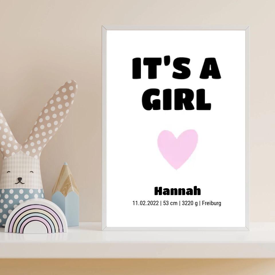 Personalisiertes Poster - Geburt It's a Girl No. 1