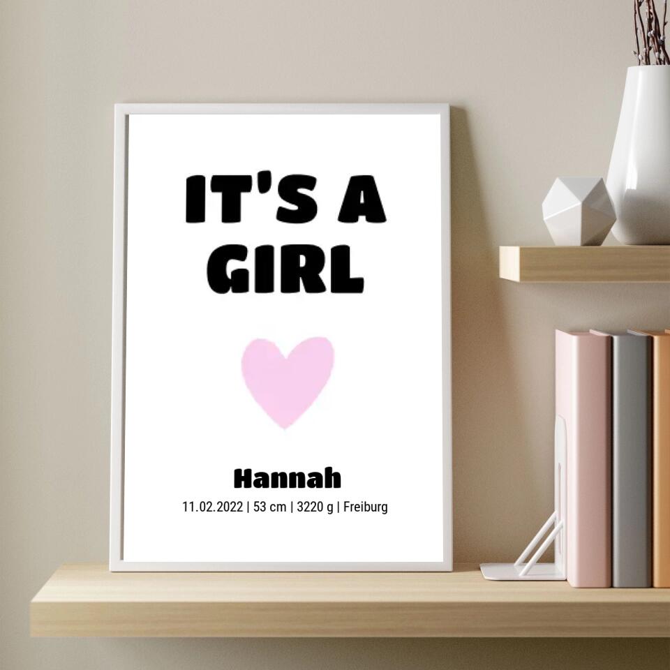 Personalisiertes Poster - Geburt It's a Girl No. 1