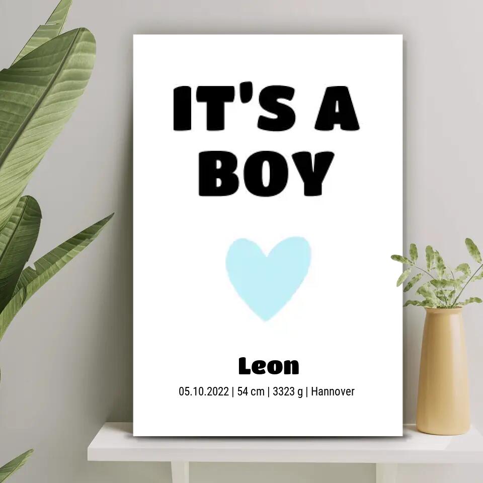 Personalisierte Leinwand - Geburt It's a Boy No. 1