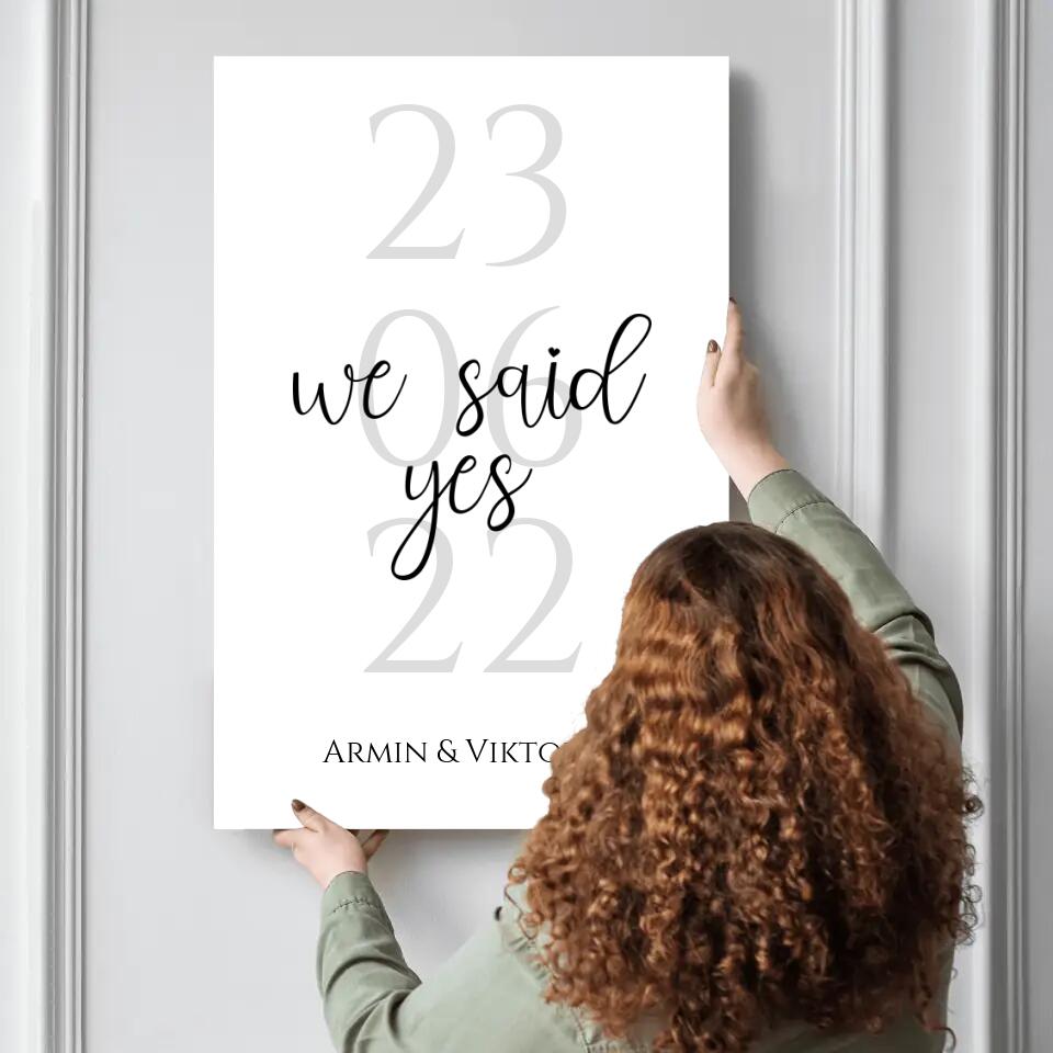 Personalisierte Leinwand - We said yes No. 1