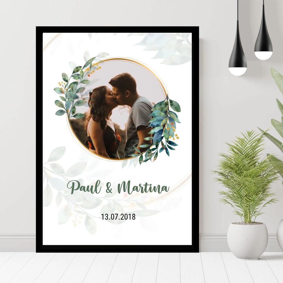 Personalisiertes Poster - Floraler Wasserfarben Kreis No. 1