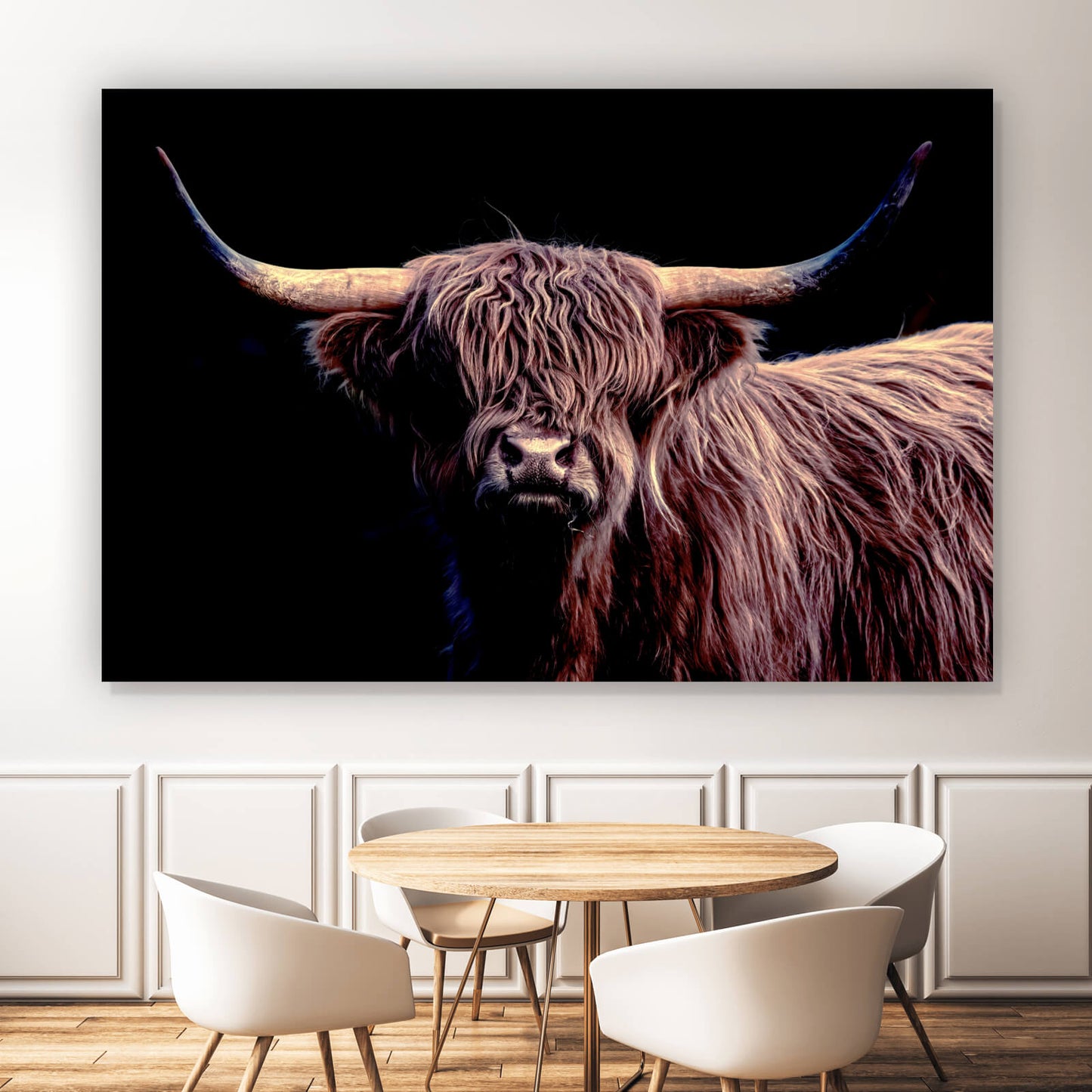 Leinwandbild Braunes Hochlandrind Querformat