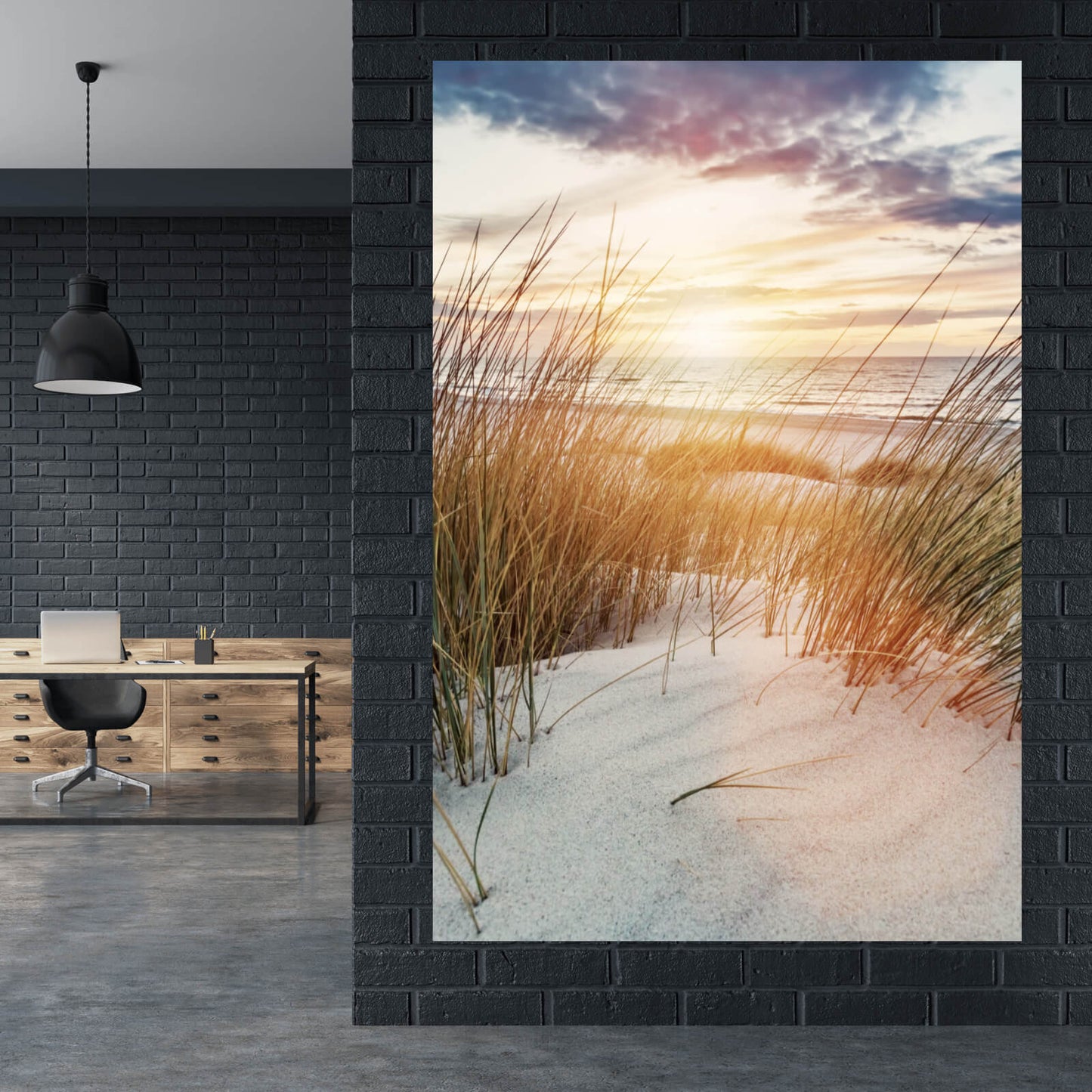 Leinwandbild Dünen bei Sonnenaufgang Hochformat