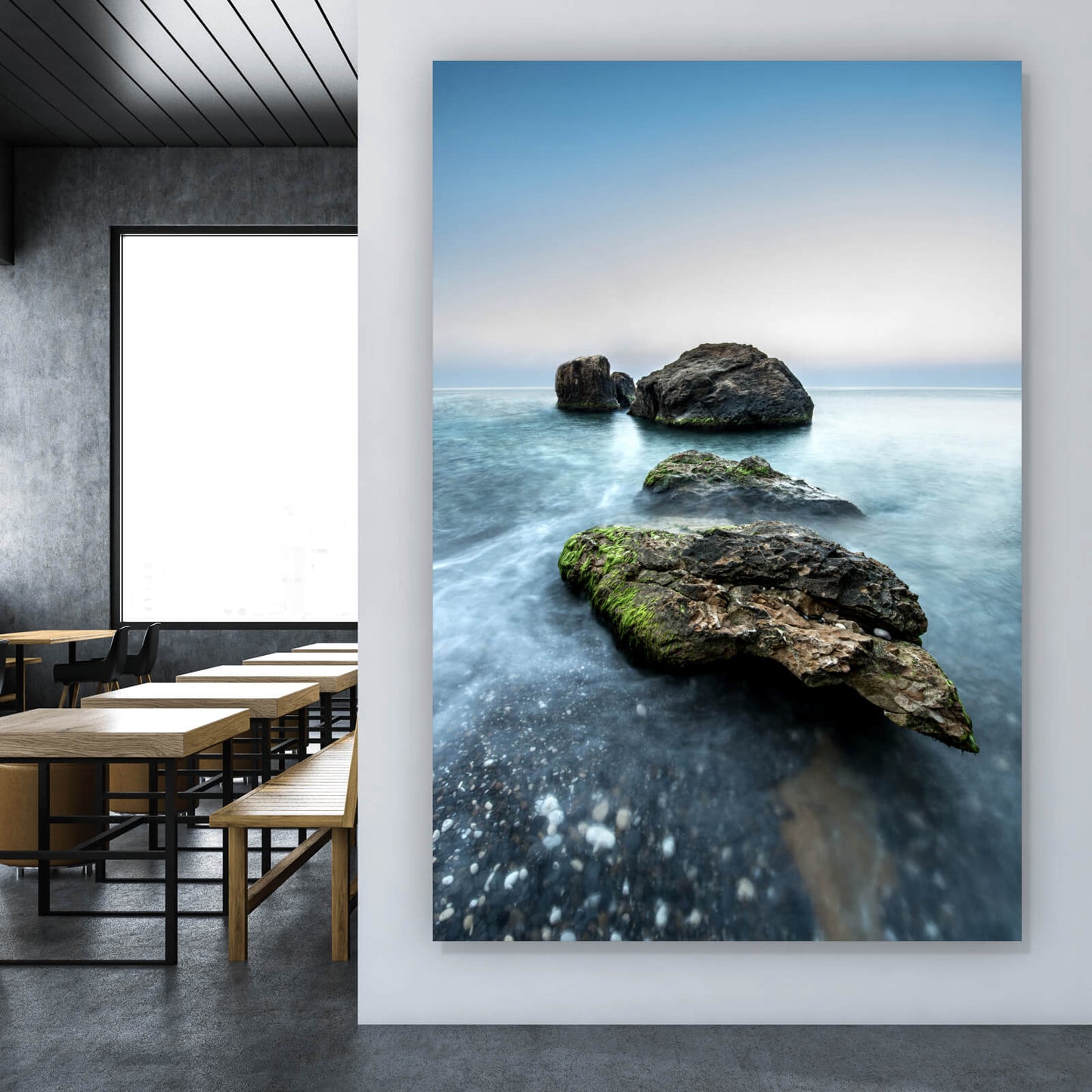 Leinwandbild Felsen im Meer Hochformat