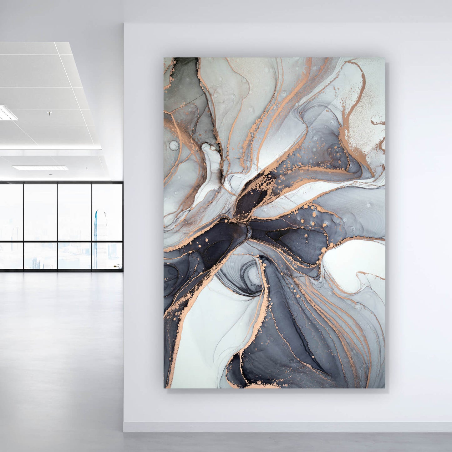 Leinwandbild Fluid Art Bronze Hochformat