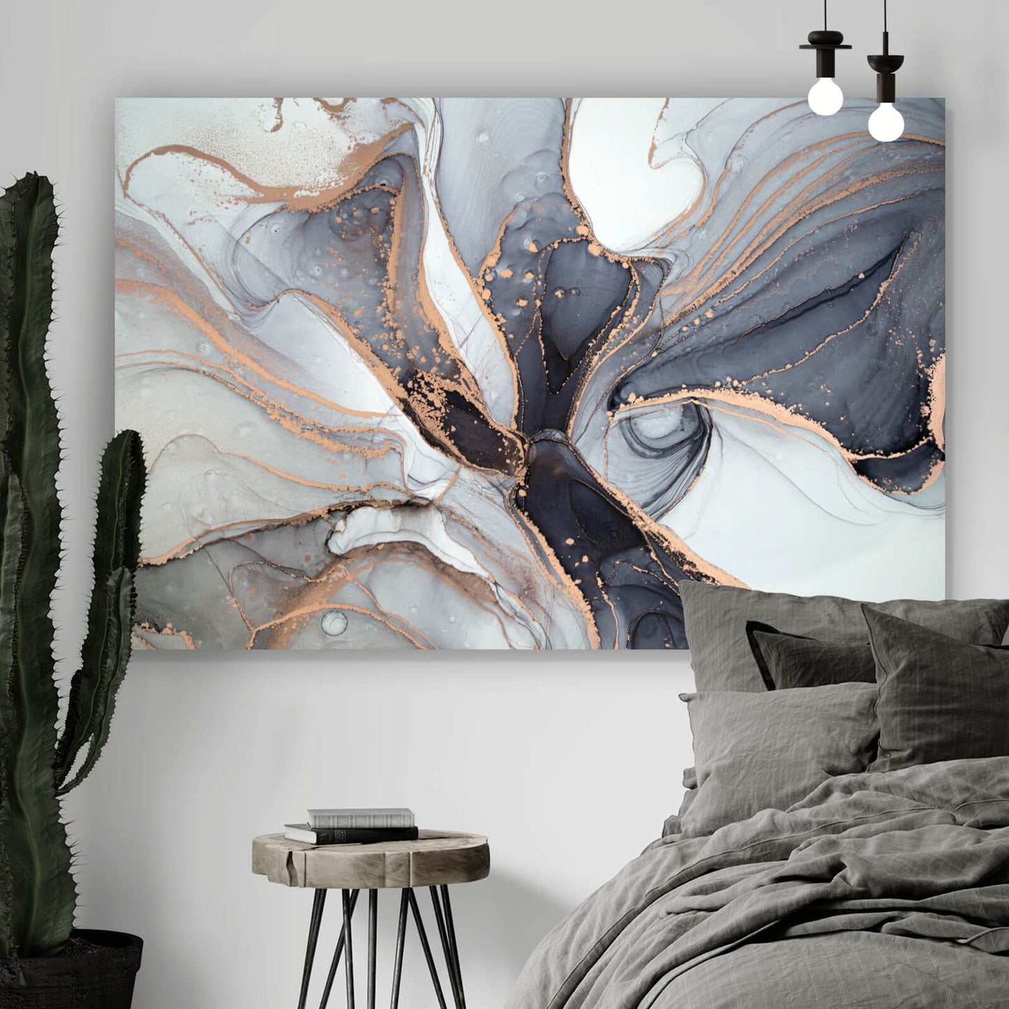 Leinwandbild Fluid Art Bronze Querformat