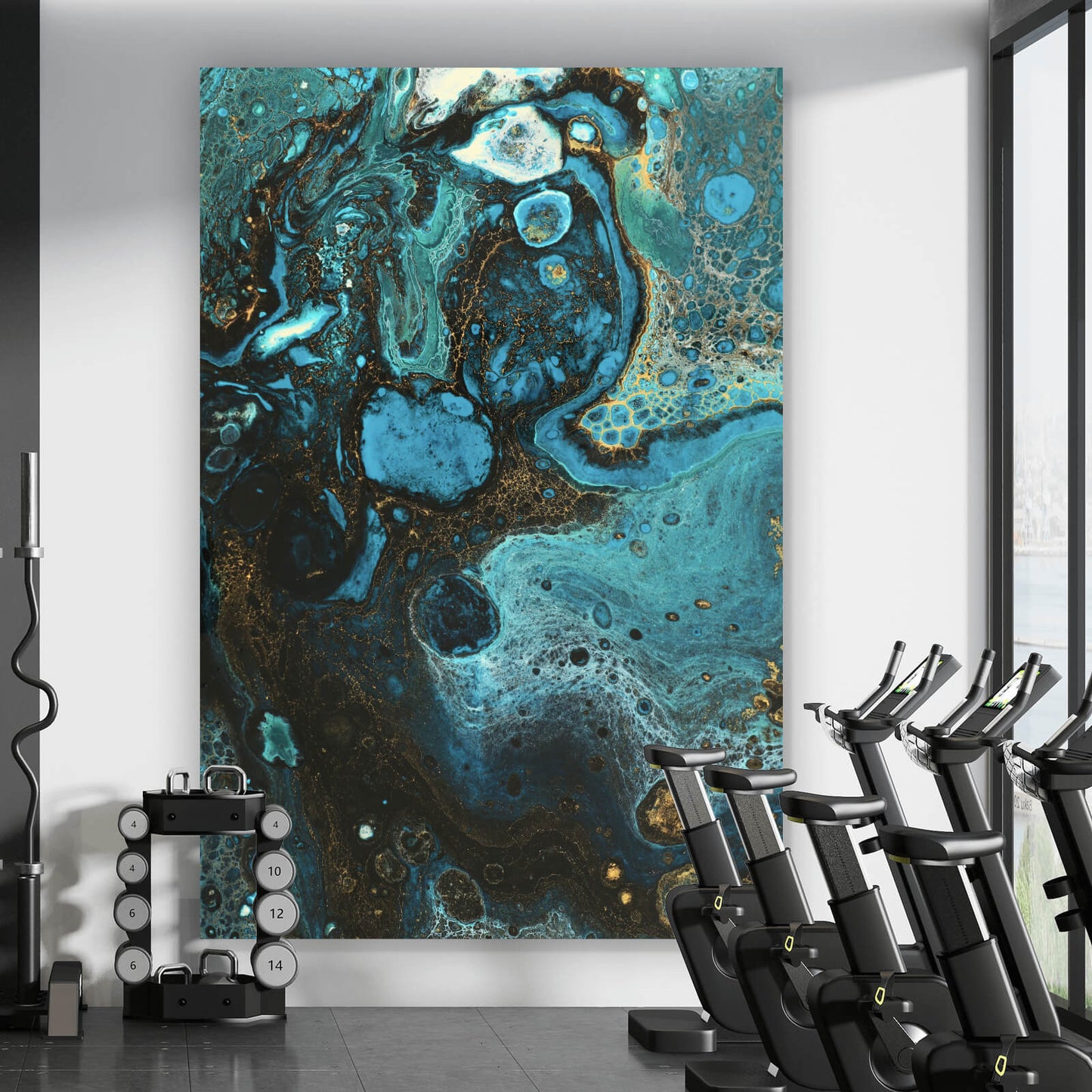 Leinwandbild Fluid Art Türkis Hochformat